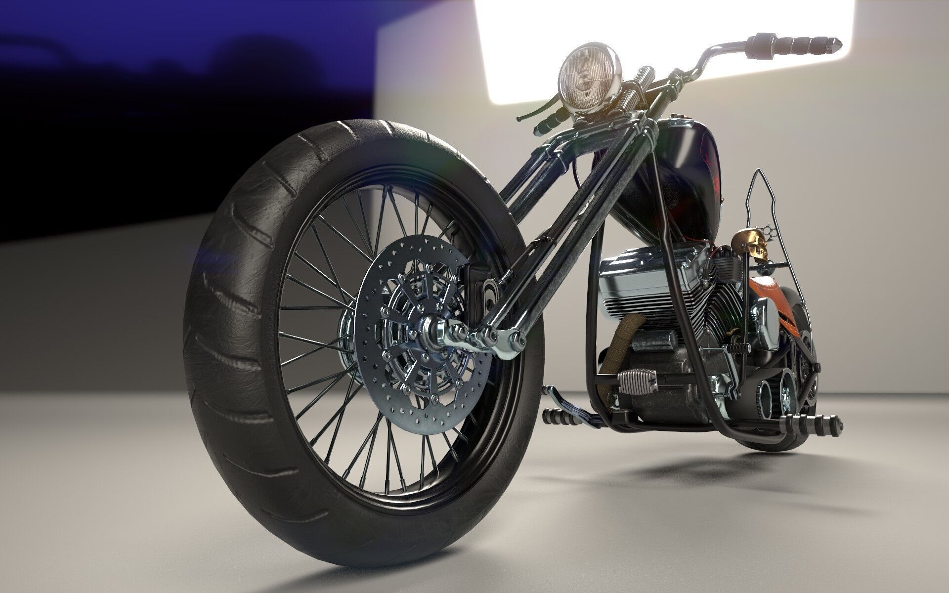 Custom Chopper Motorcycle 3D model_17
