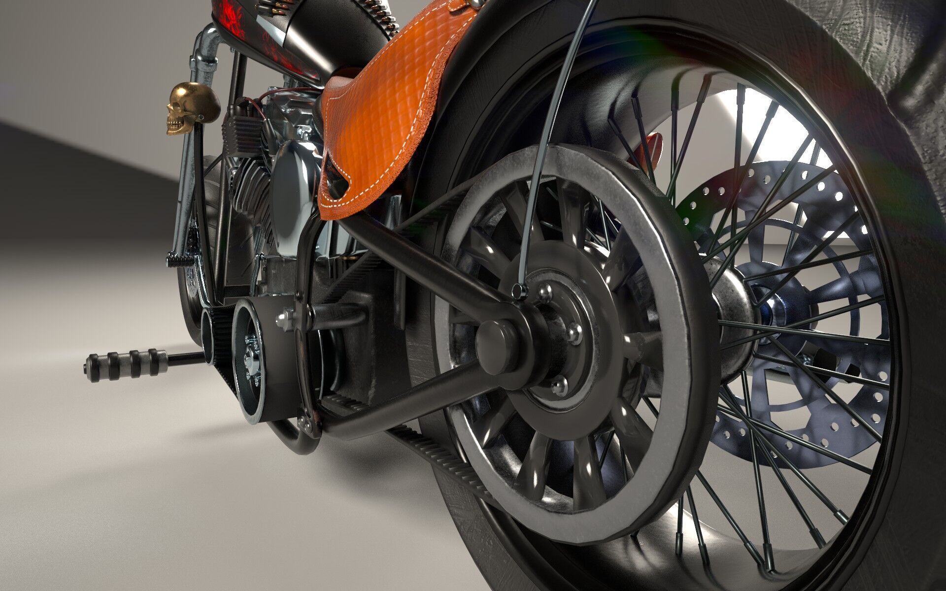 Custom Chopper Motorcycle 3D model_12