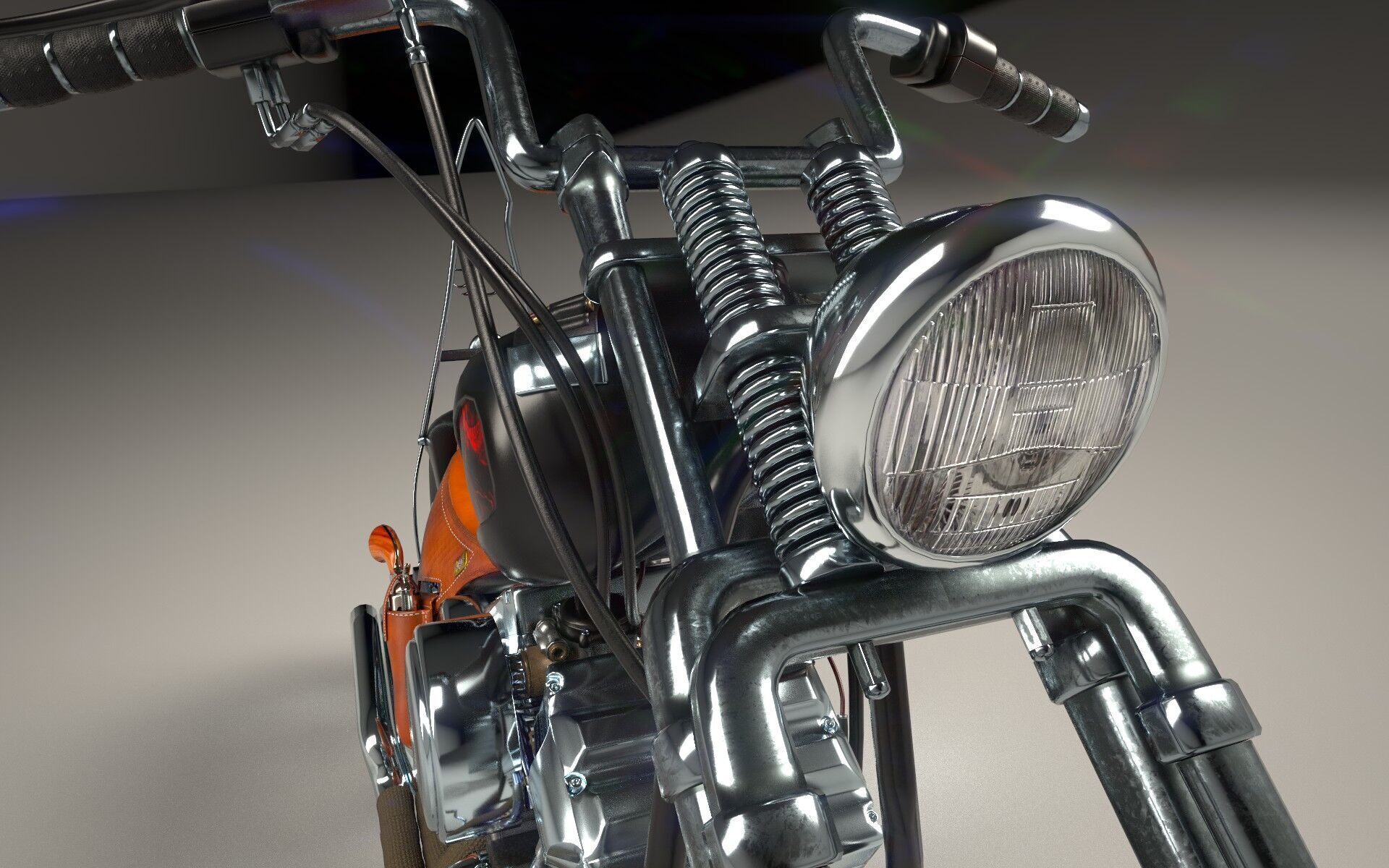 Custom Chopper Motorcycle 3D model_8