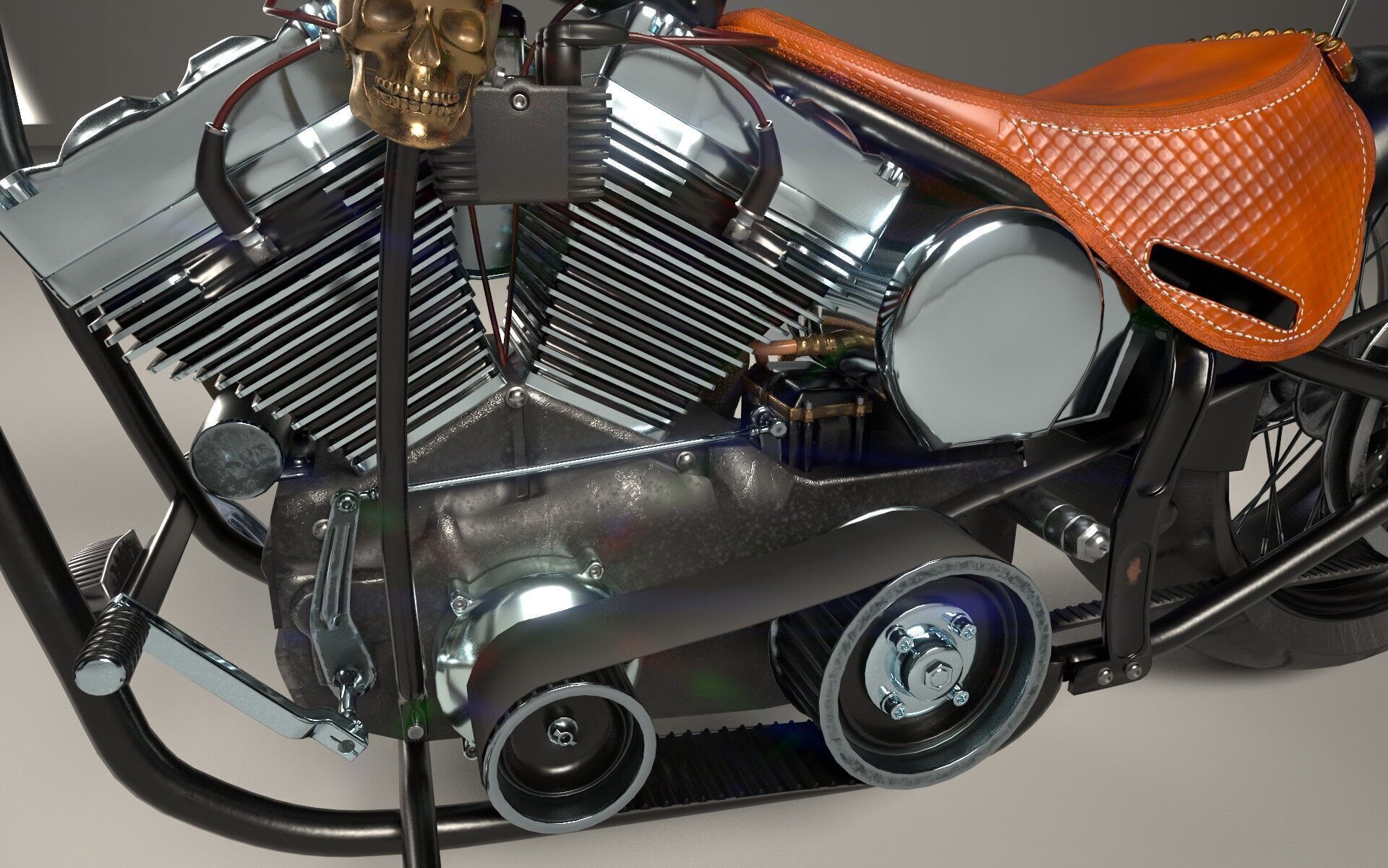 Custom Chopper Motorcycle 3D model_10