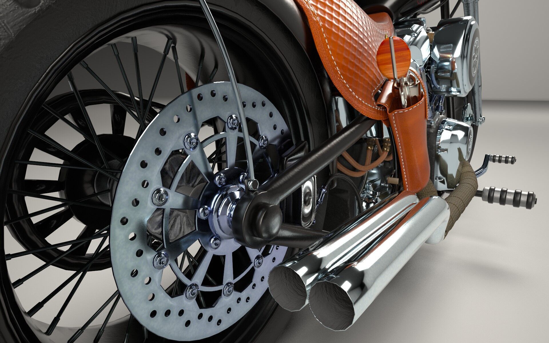 Custom Chopper Motorcycle 3D model_6