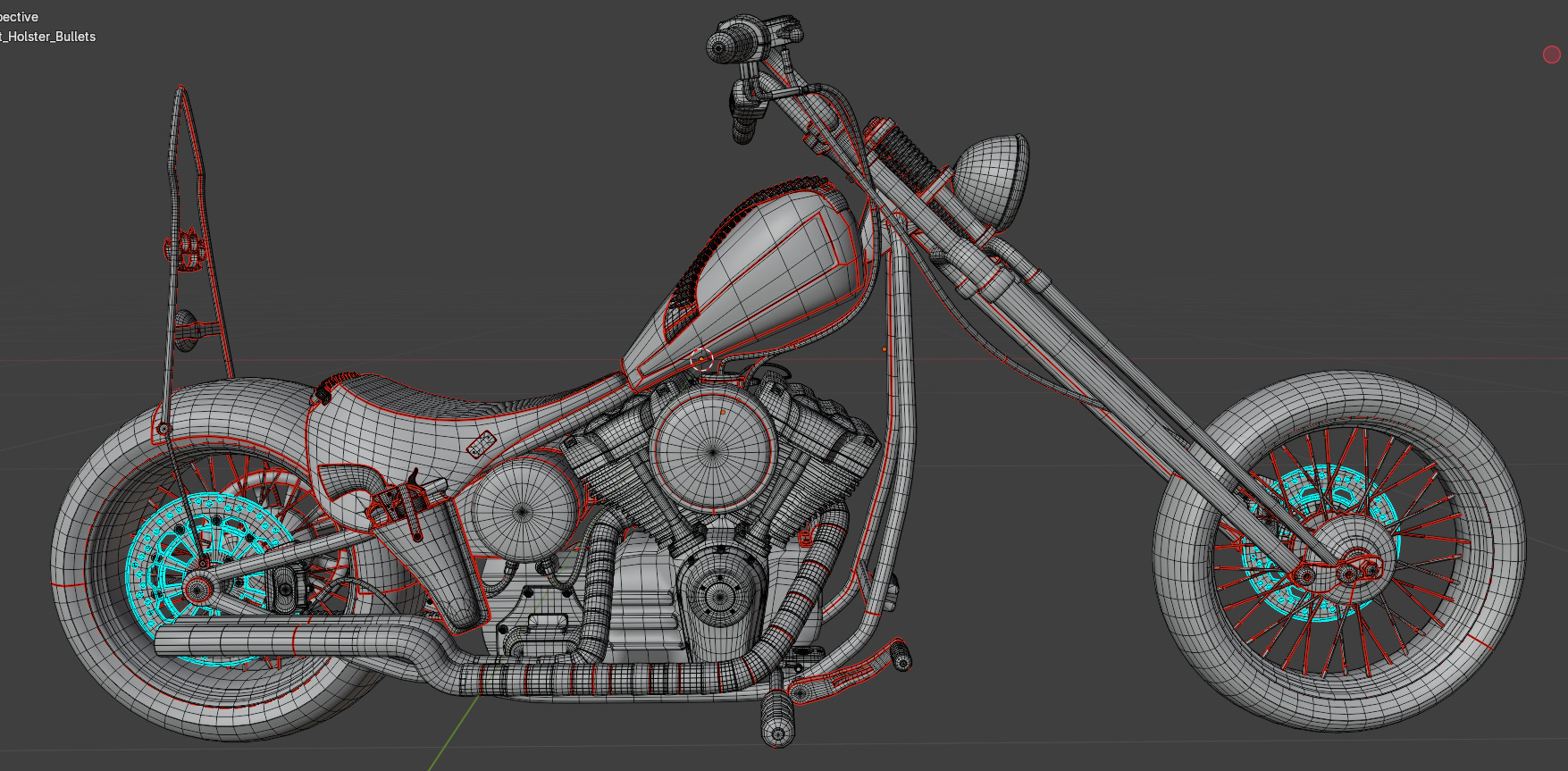 Custom Chopper Motorcycle 3D model_19