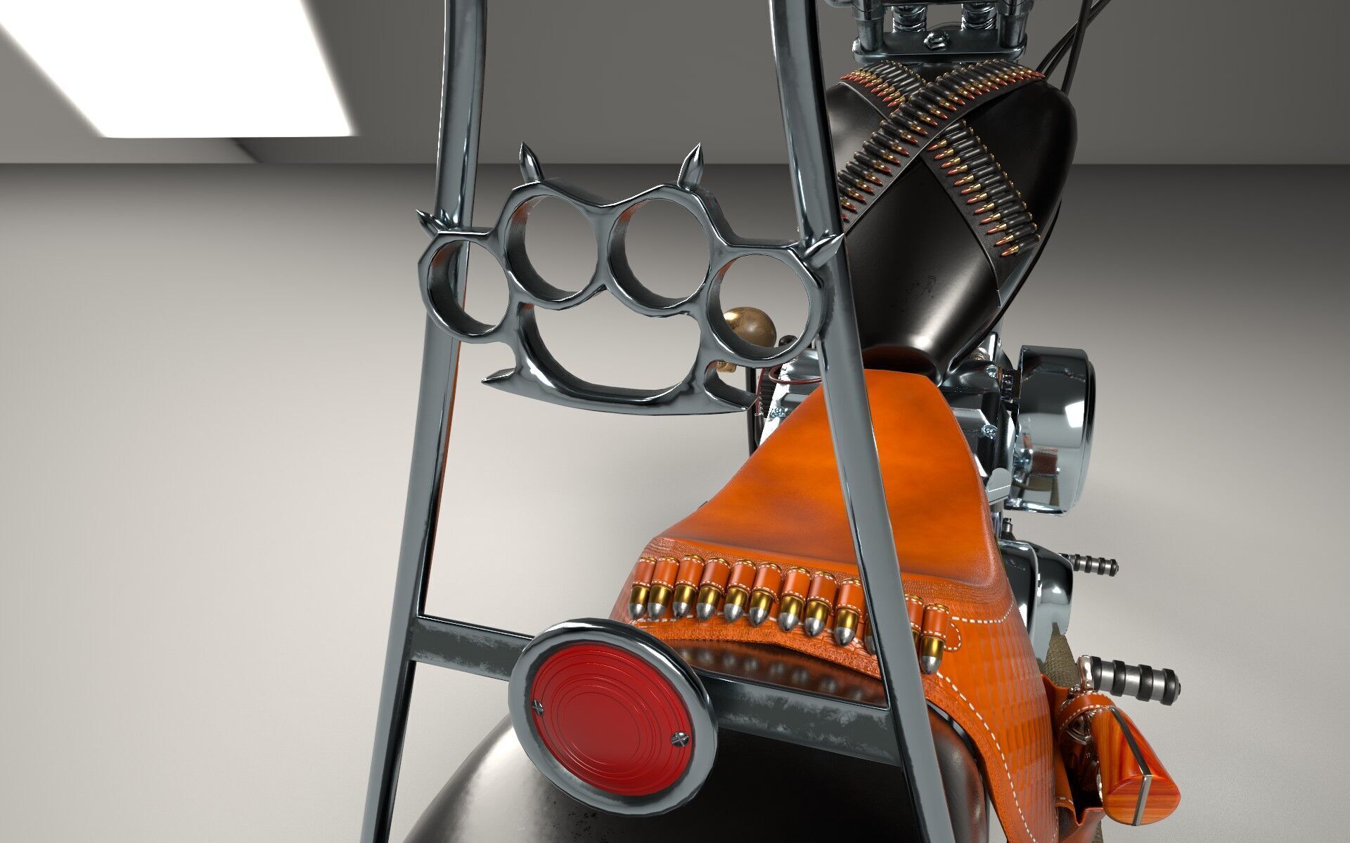 Custom Chopper Motorcycle 3D model_5