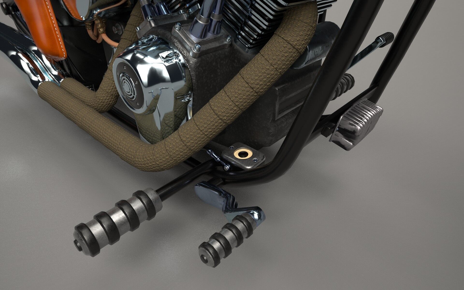 Custom Chopper Motorcycle 3D model_11