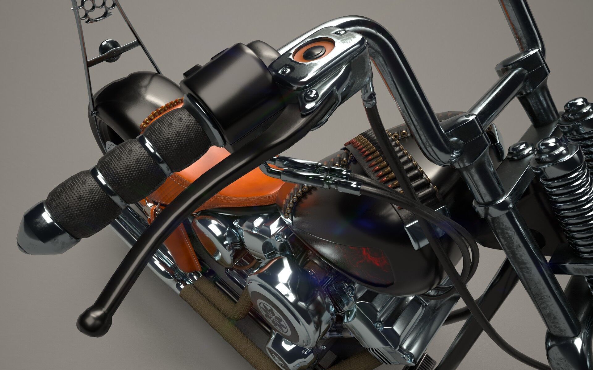 Custom Chopper Motorcycle 3D model_16