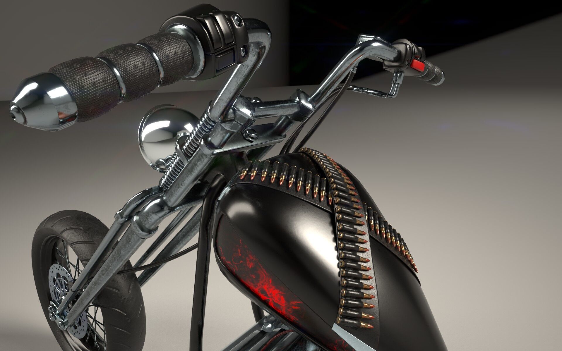 Custom Chopper Motorcycle 3D model_13