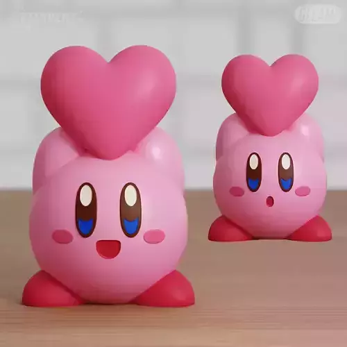 Kirby with Heart Valentines Day 2 Models 3D print model