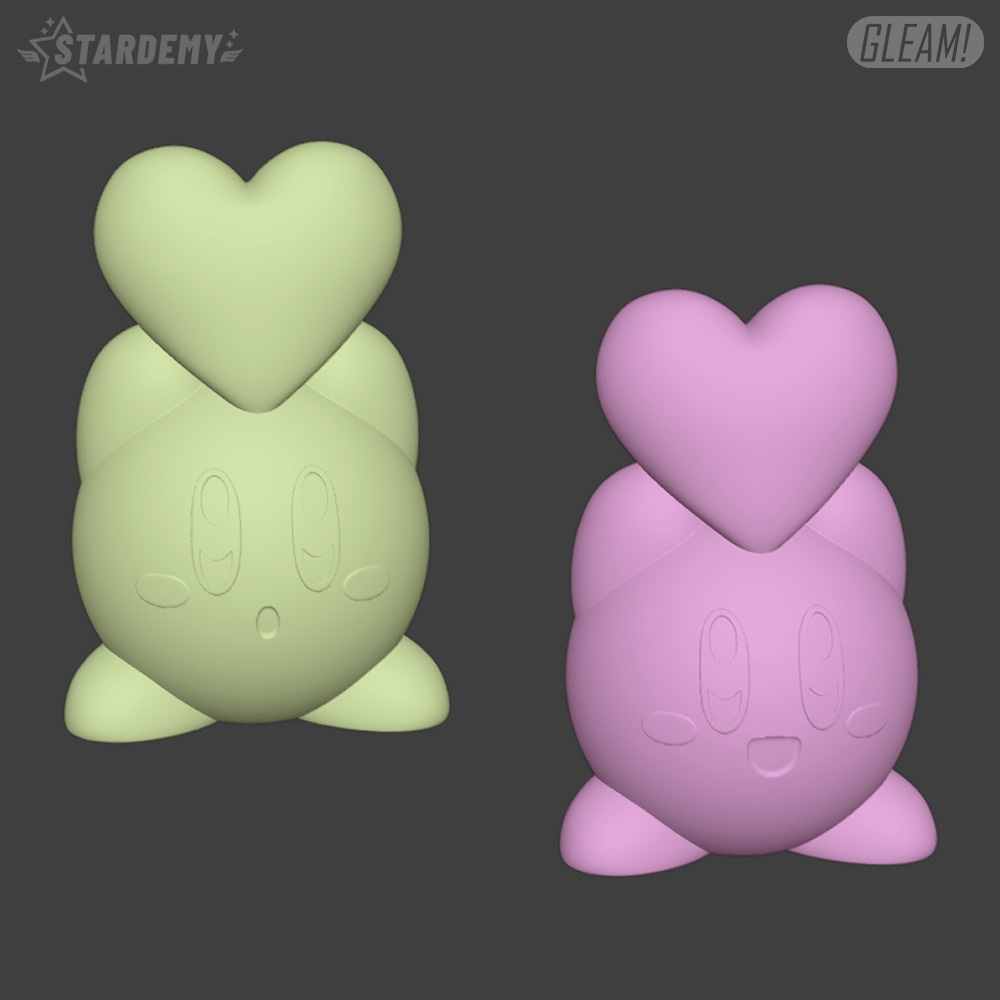 Kirby with Heart Valentines Day 2 Models 3D print model_1
