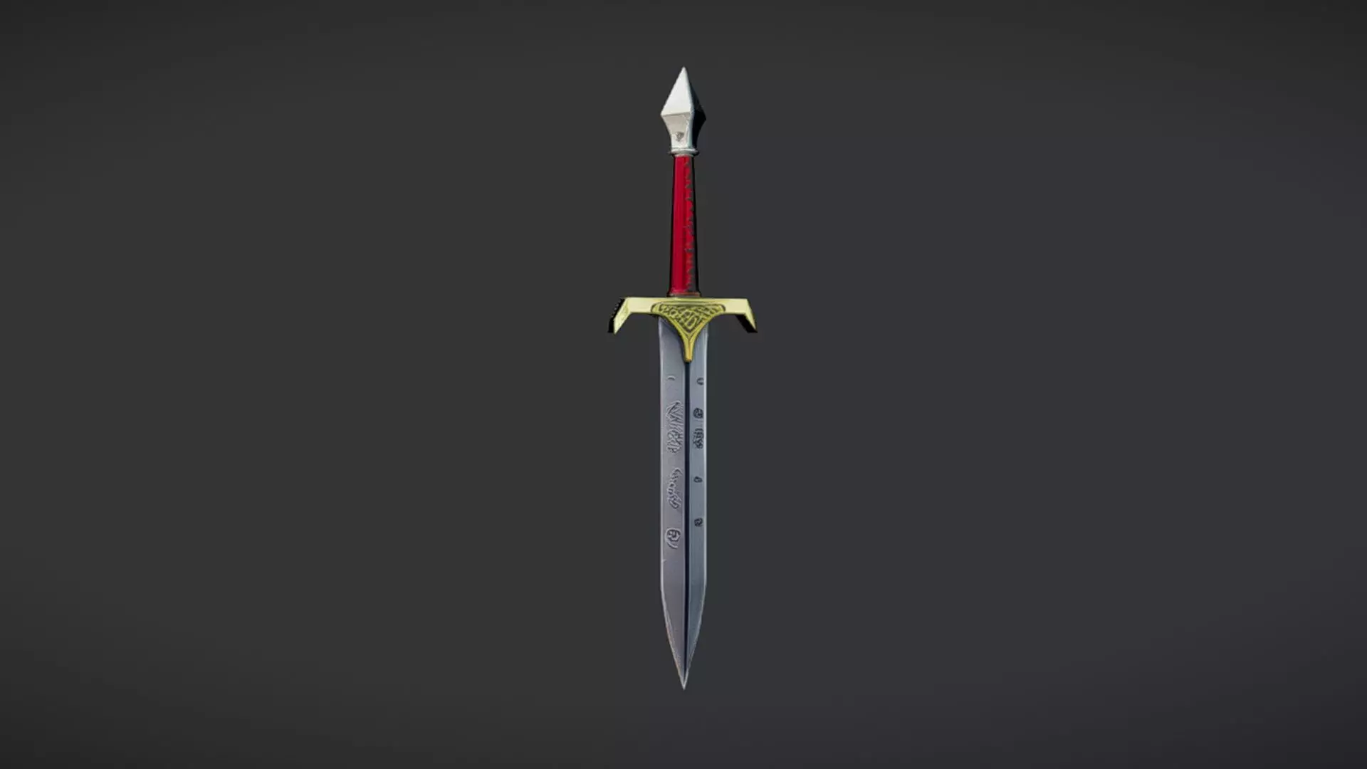 Sword with ornate hilt and blade 3D model_0