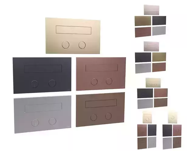 Flush Plate Set 3 Cea Design Pla Pul for Installation Buttons  3D model