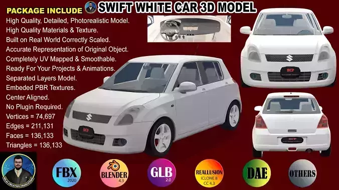 SWIFT CAR WHITE 3D model