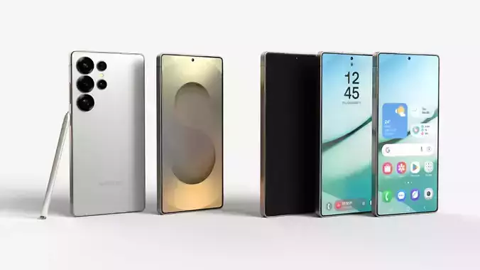 Titanium Gray Samsung Galaxy S25 Ultra with pen