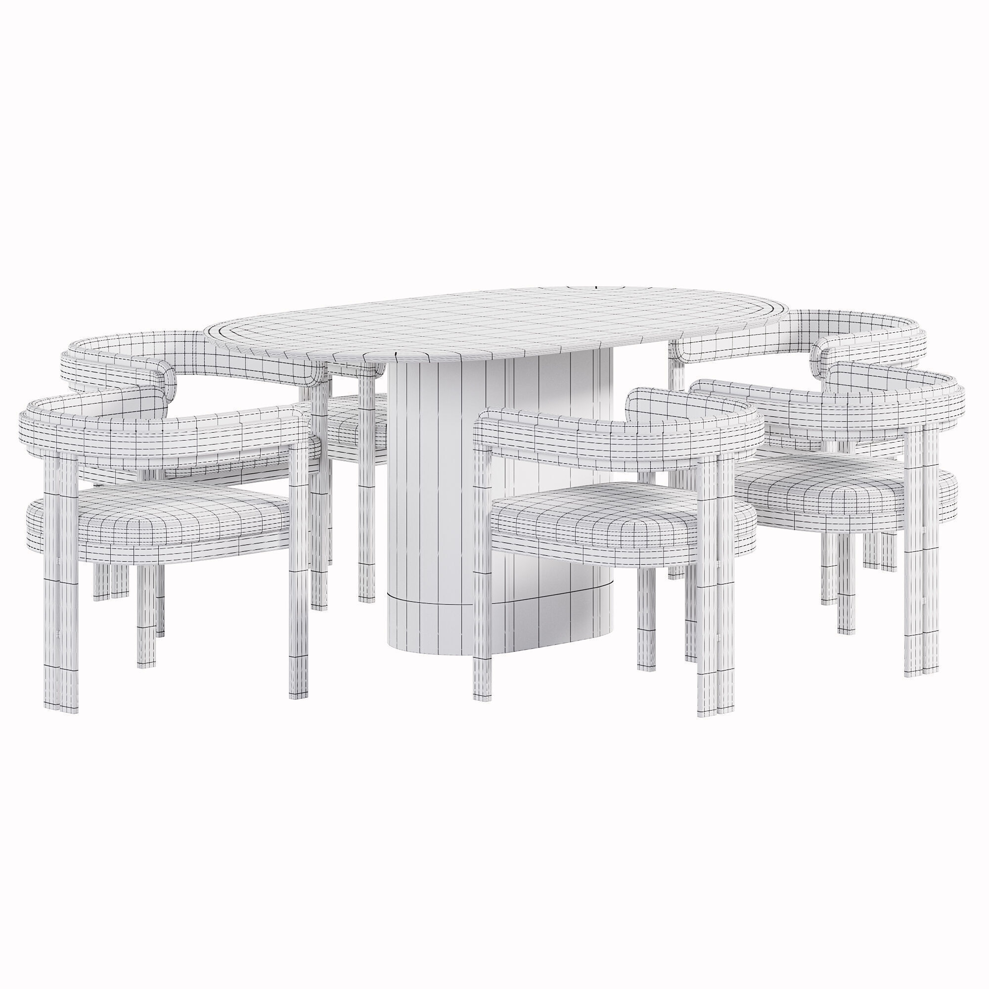 Dining set 01 Low-poly 3D model_5