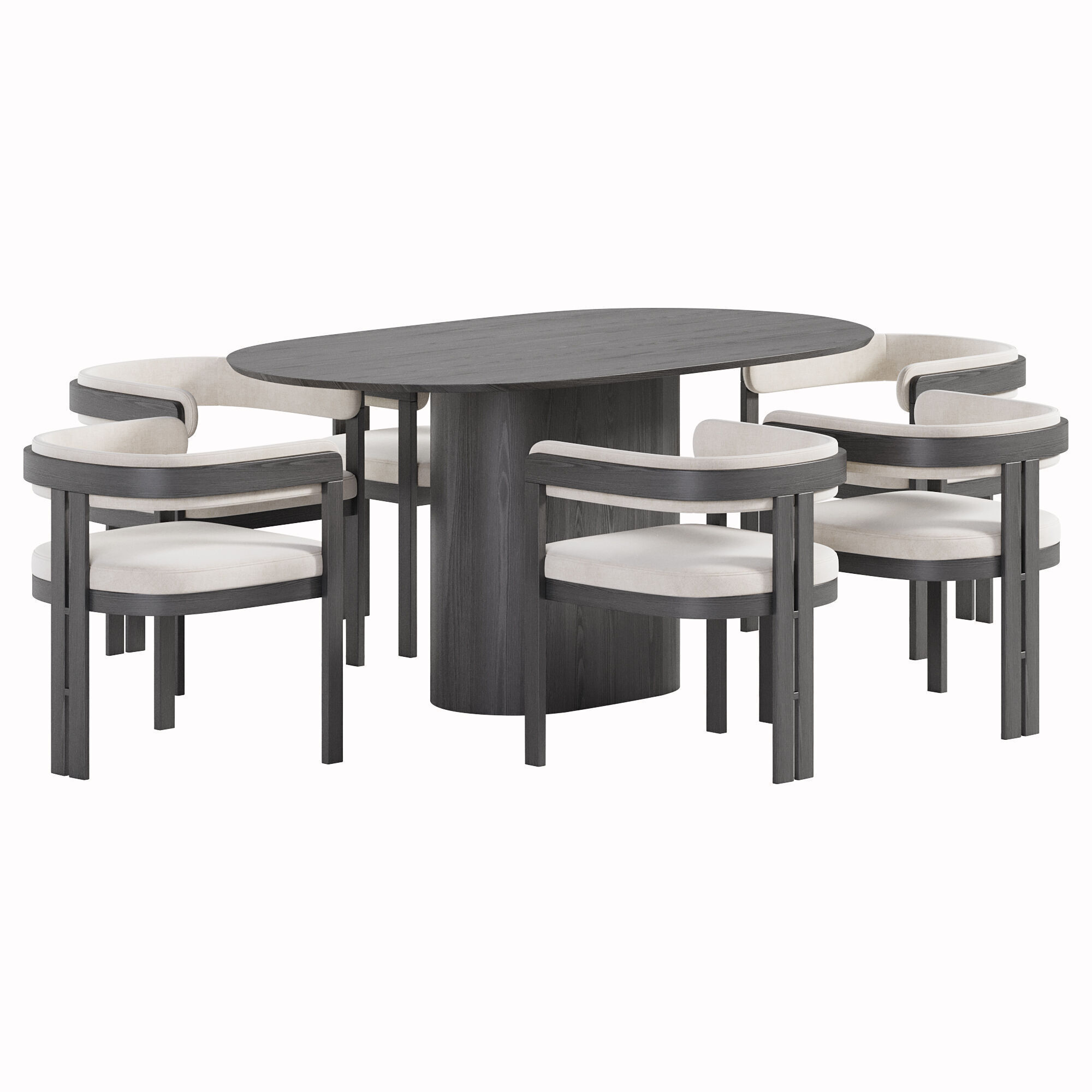 Dining set 01 Low-poly 3D model_1