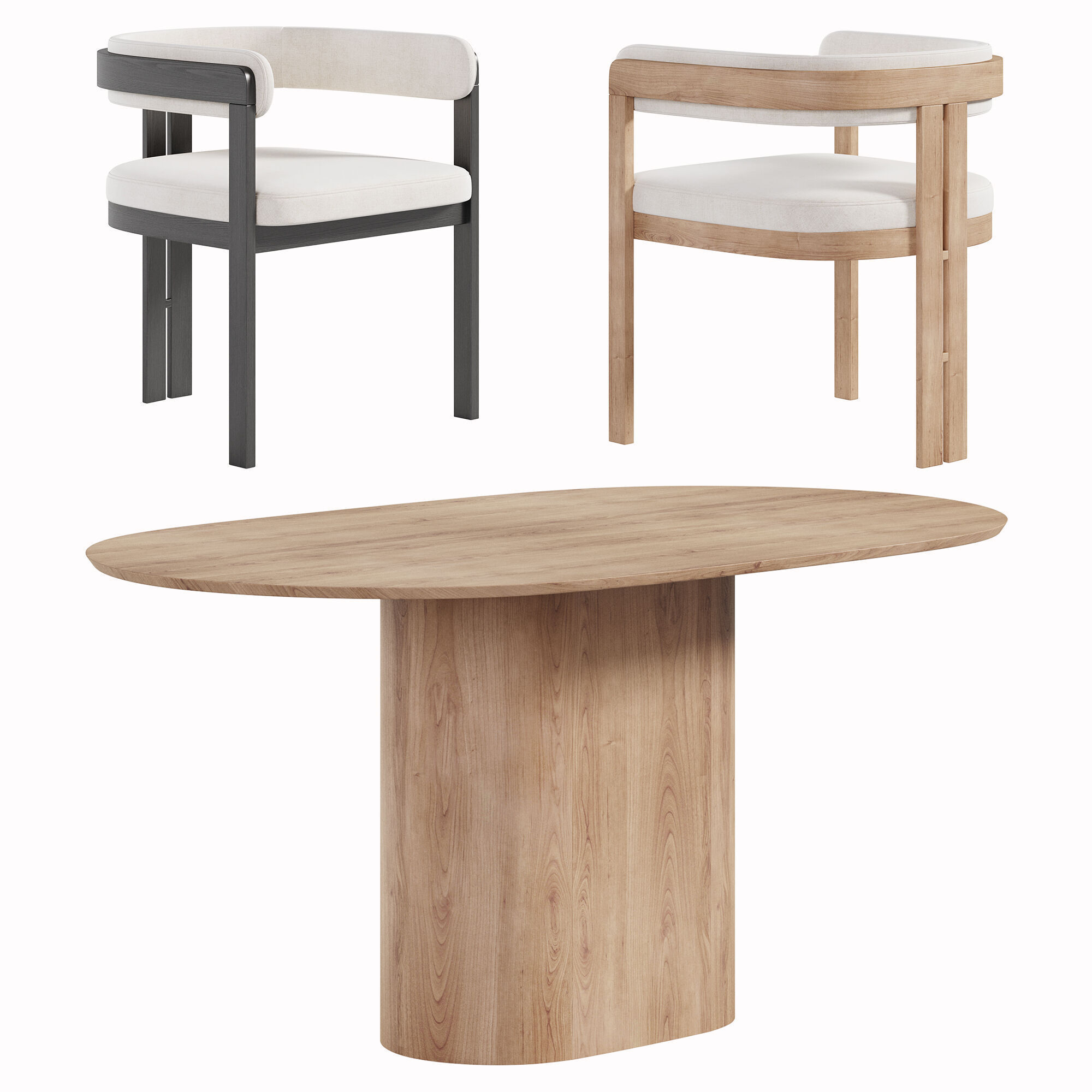 Dining set 01 Low-poly 3D model_4