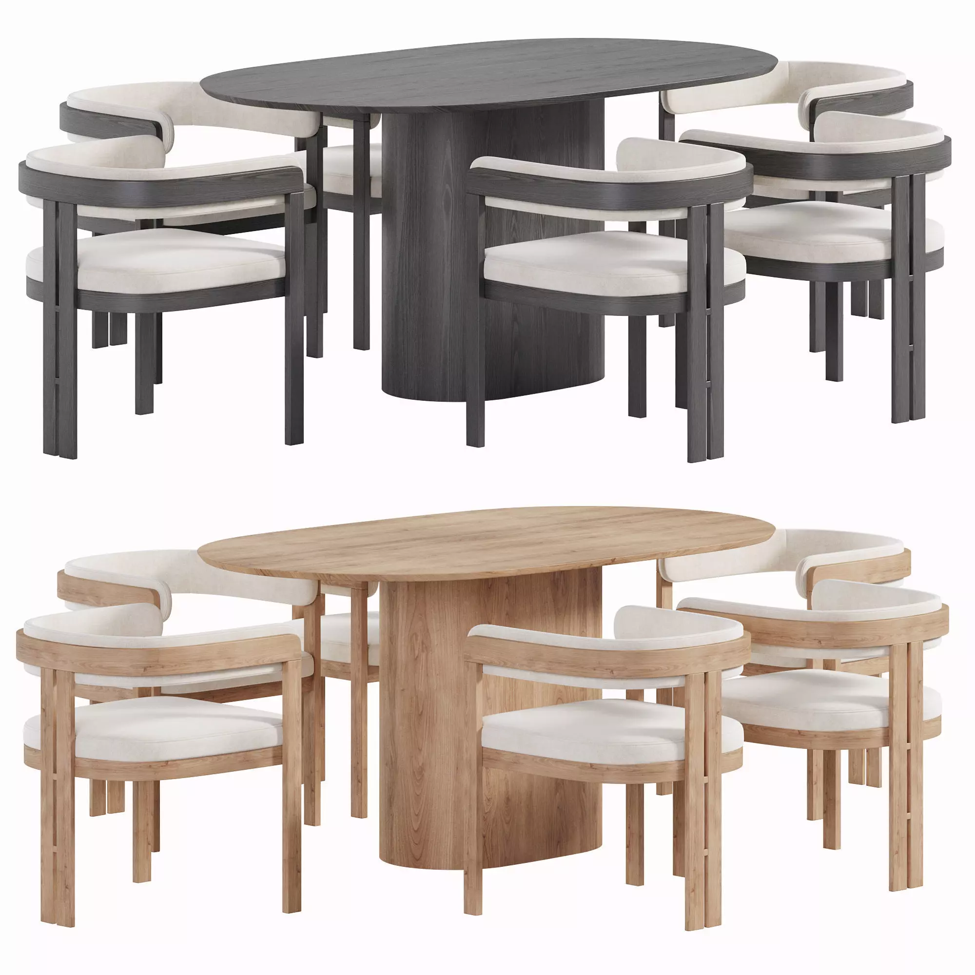 Dining set 01 Low-poly 3D model_0