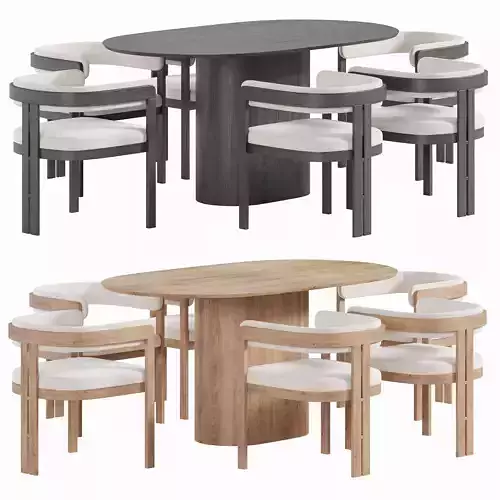 Dining set 01 Low-poly 3D model Dining set 01 Low-poly 3D model