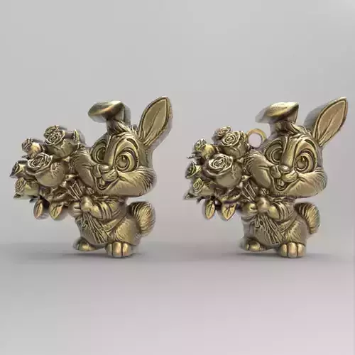 bunny rabbit with flower pentant