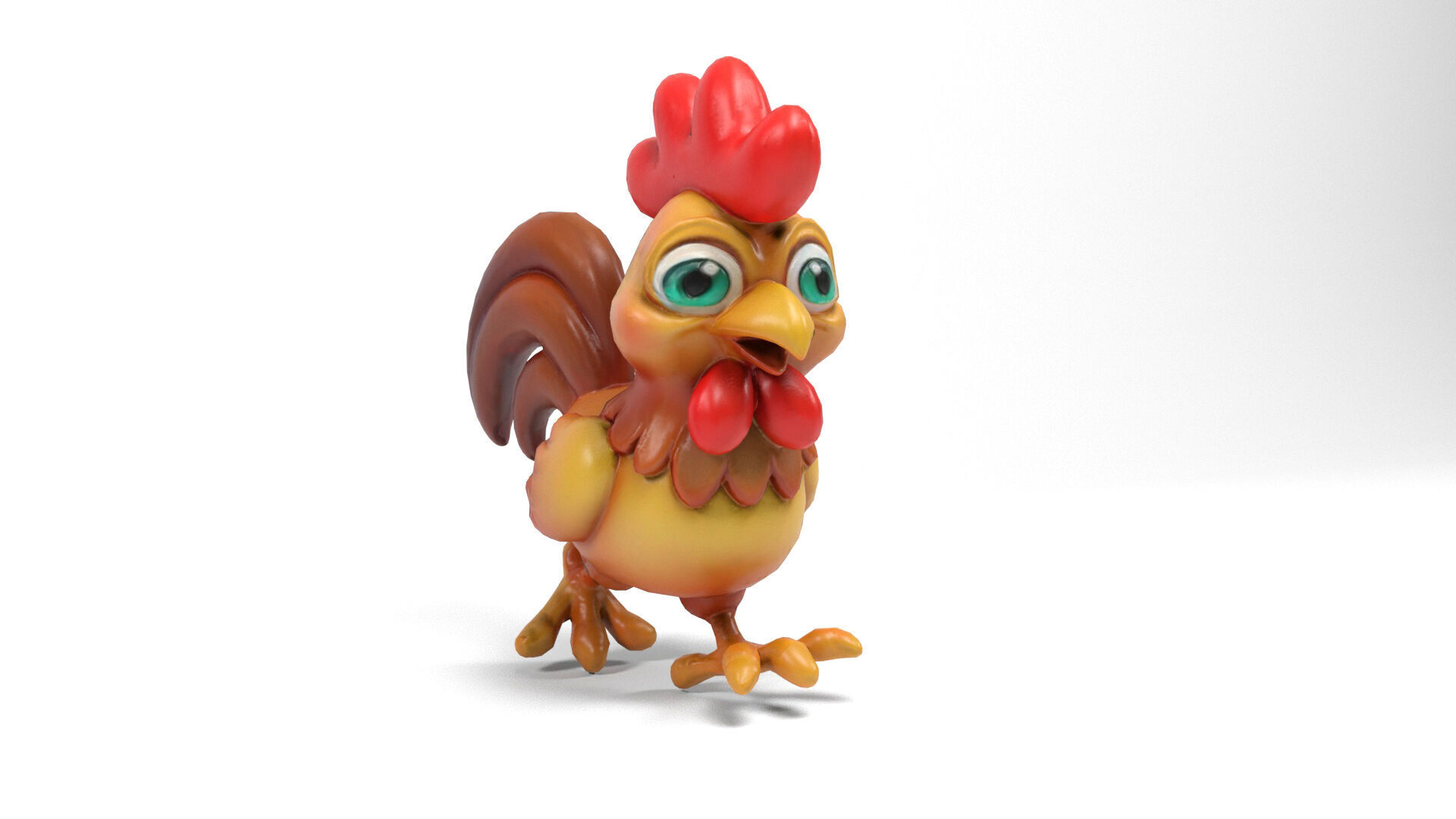 Funny hen and chick Low-poly 3D model_9