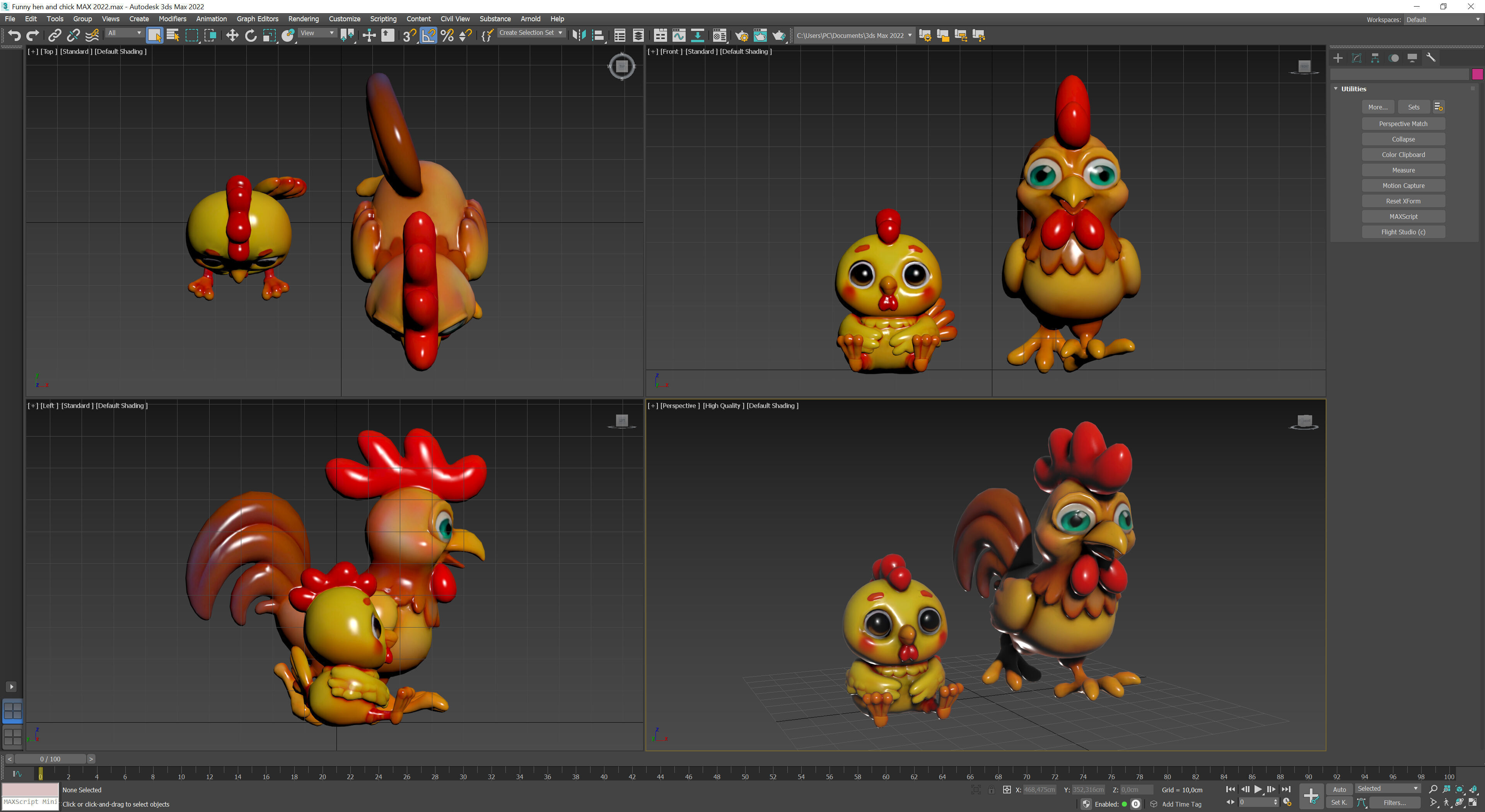 Funny hen and chick Low-poly 3D model_10