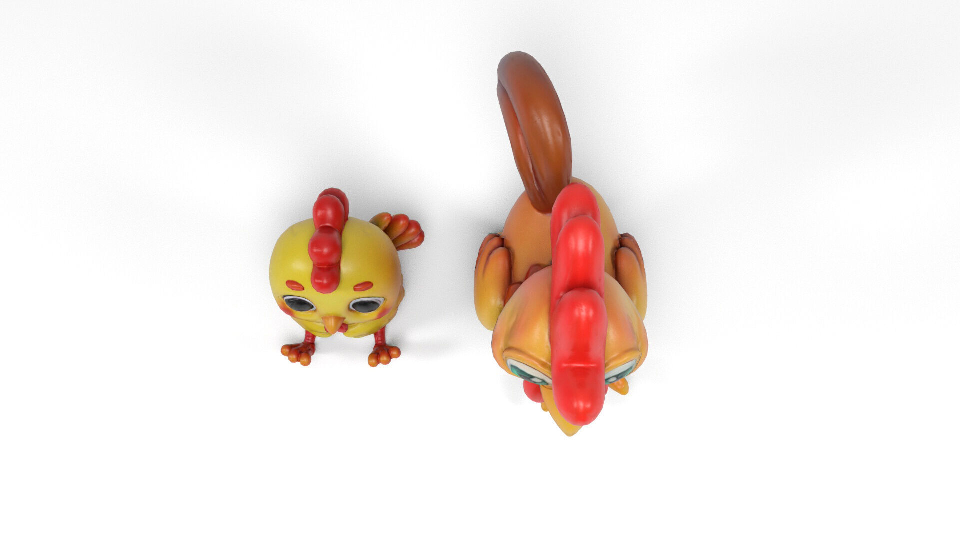 Funny hen and chick Low-poly 3D model_5