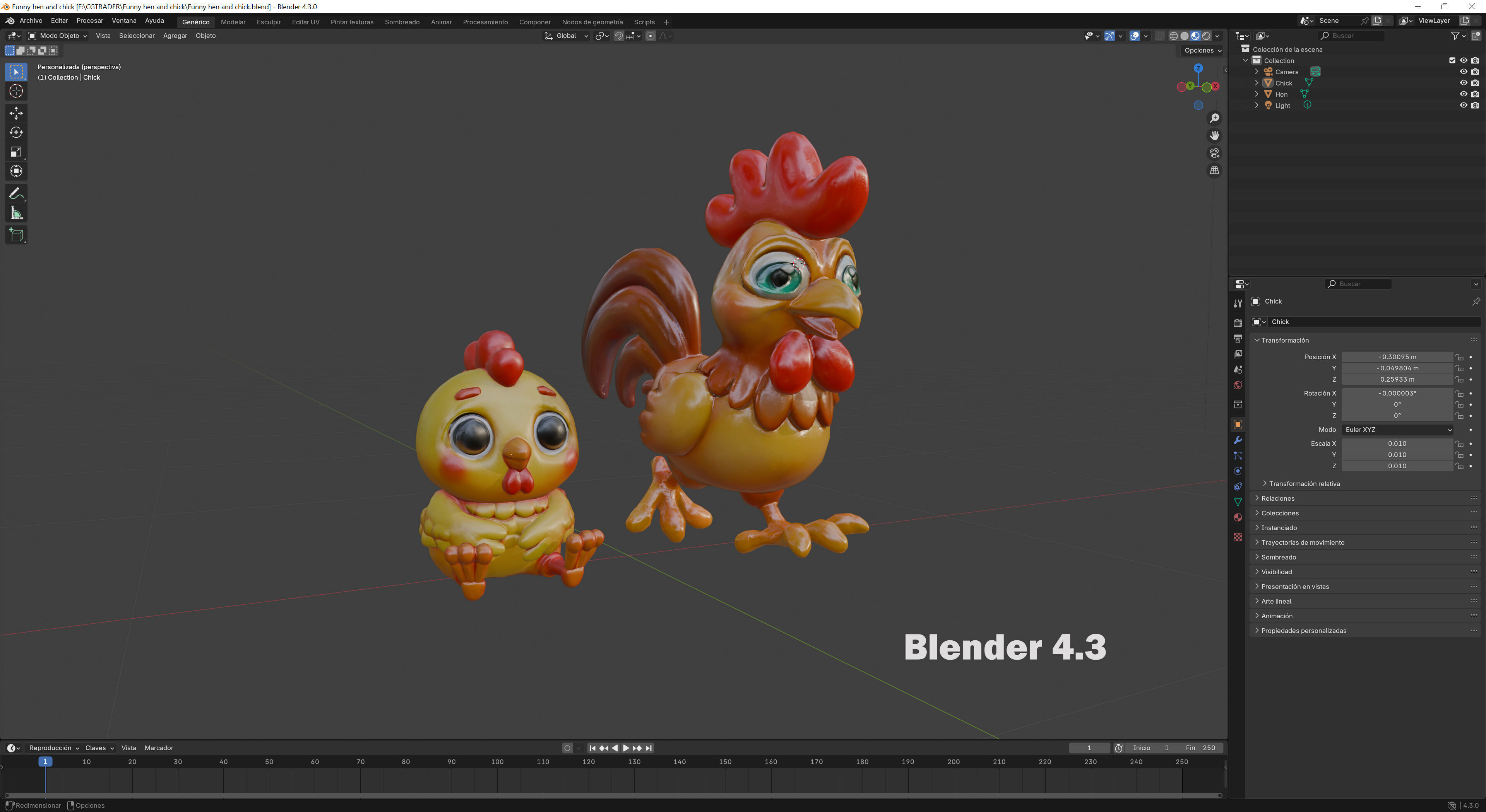 Funny hen and chick Low-poly 3D model_13