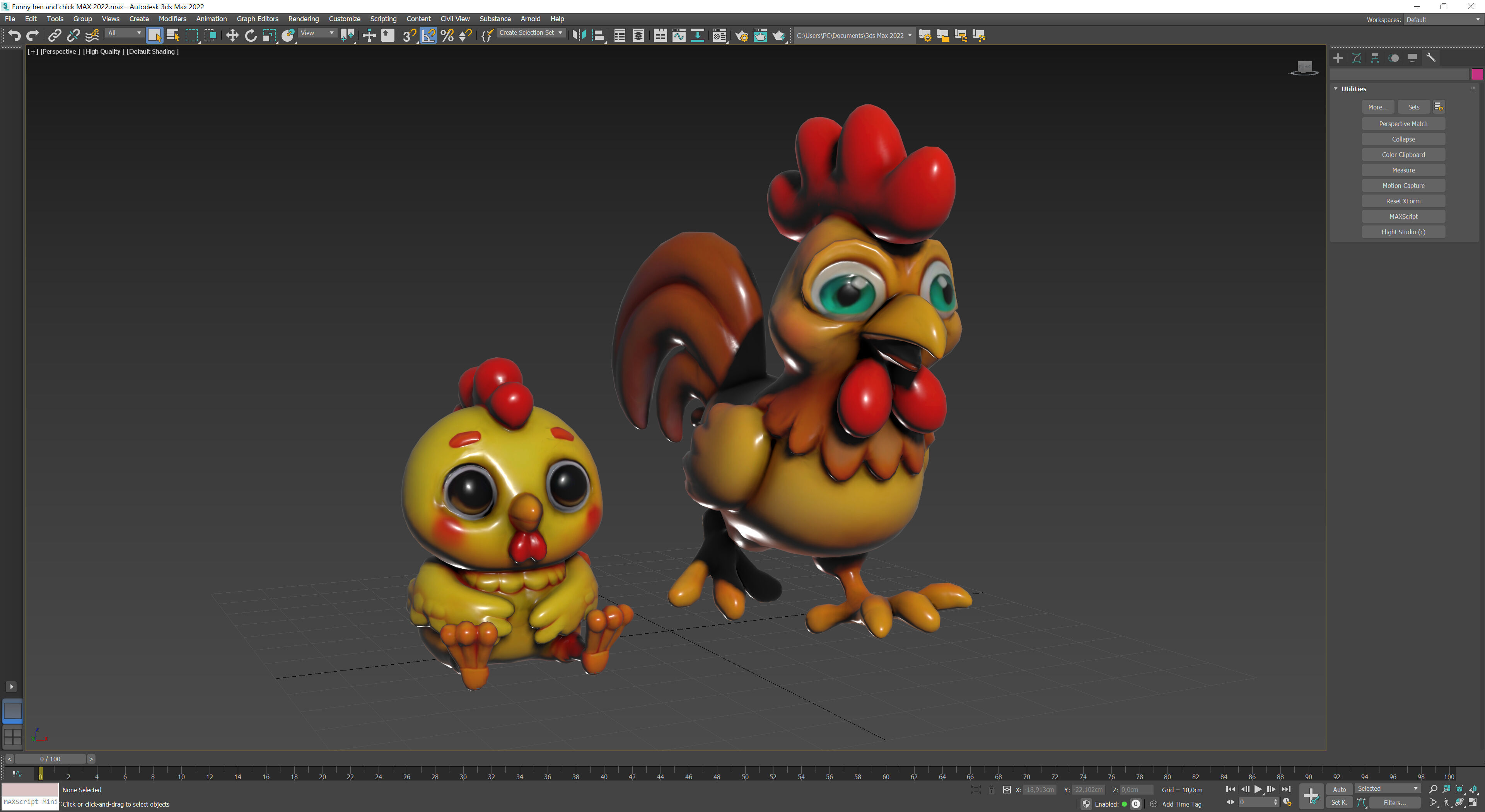 Funny hen and chick Low-poly 3D model_11
