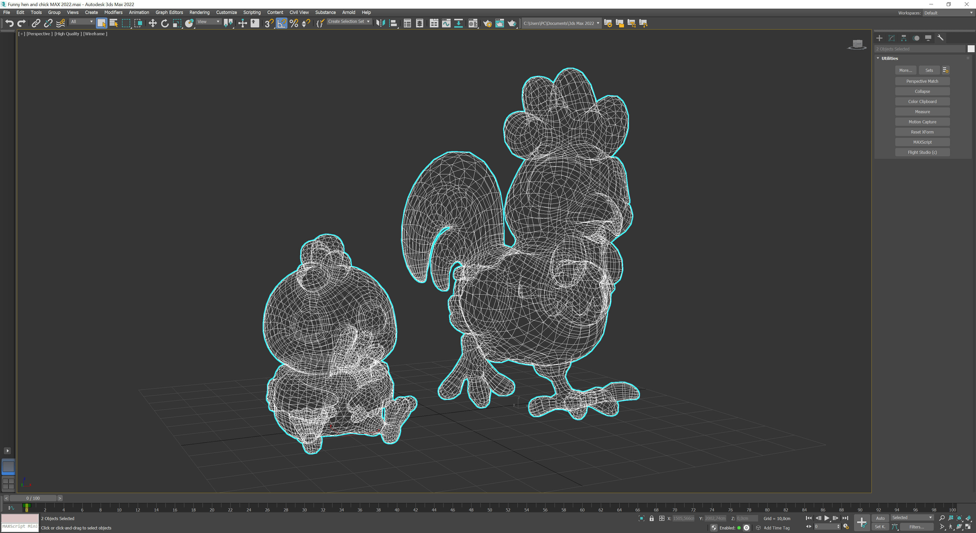 Funny hen and chick Low-poly 3D model_12