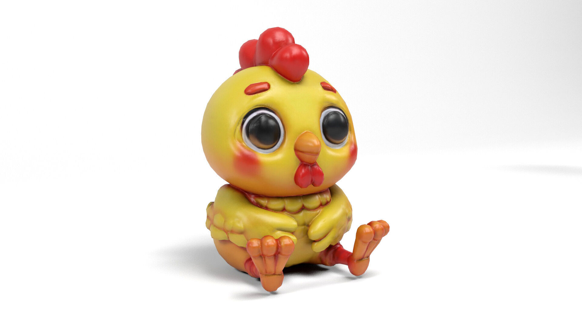 Funny hen and chick Low-poly 3D model_8