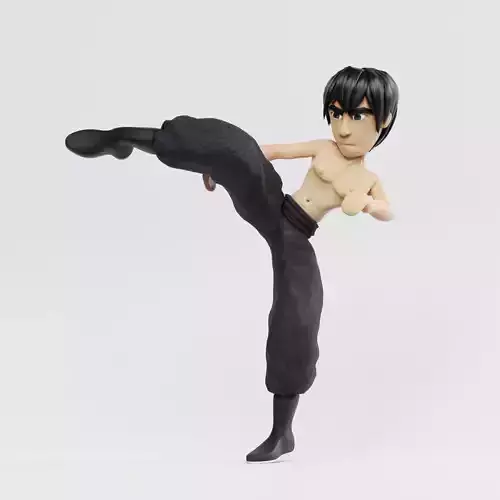 Bruce Lee cartoon Rigged