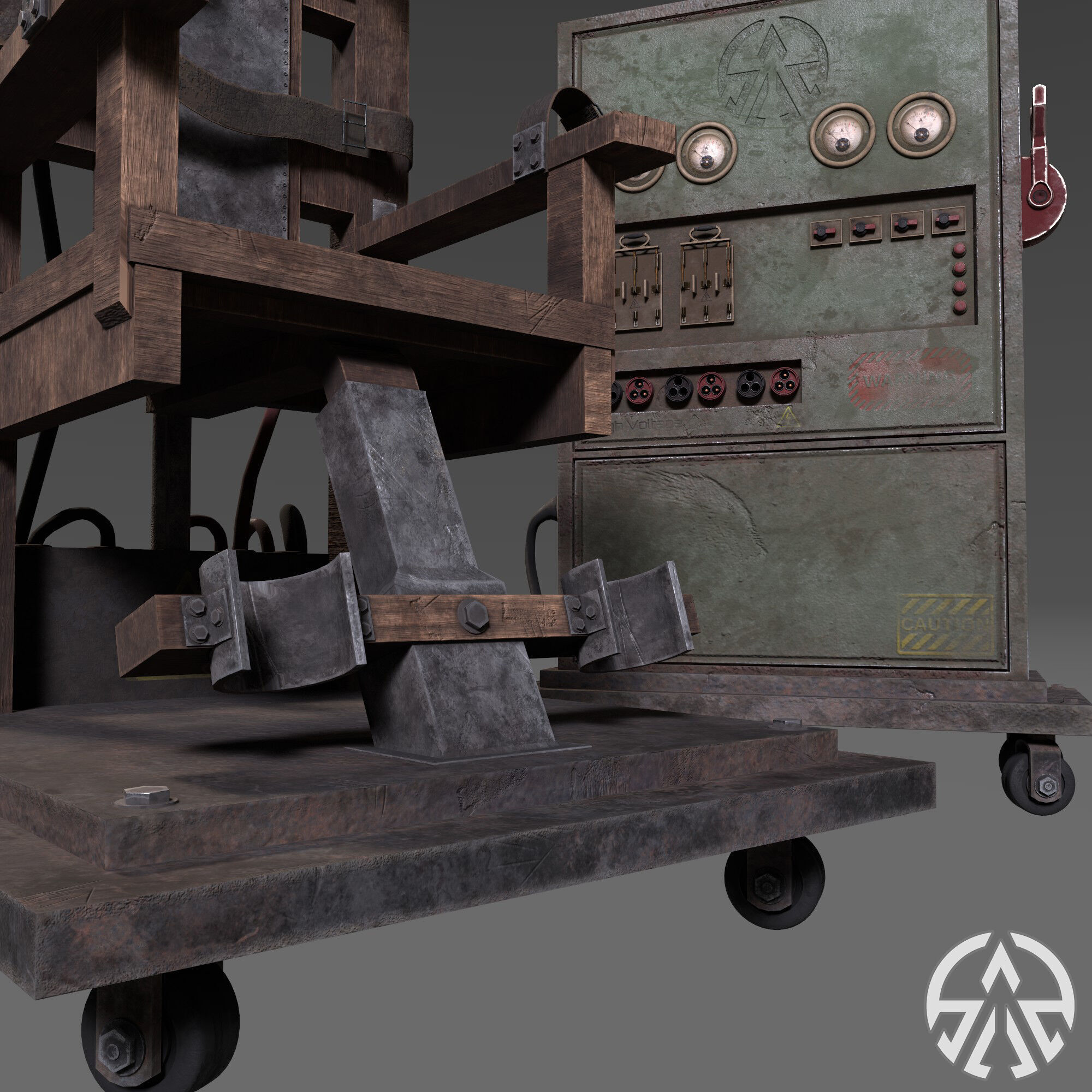 Electric Chair Low-poly 3D model_5