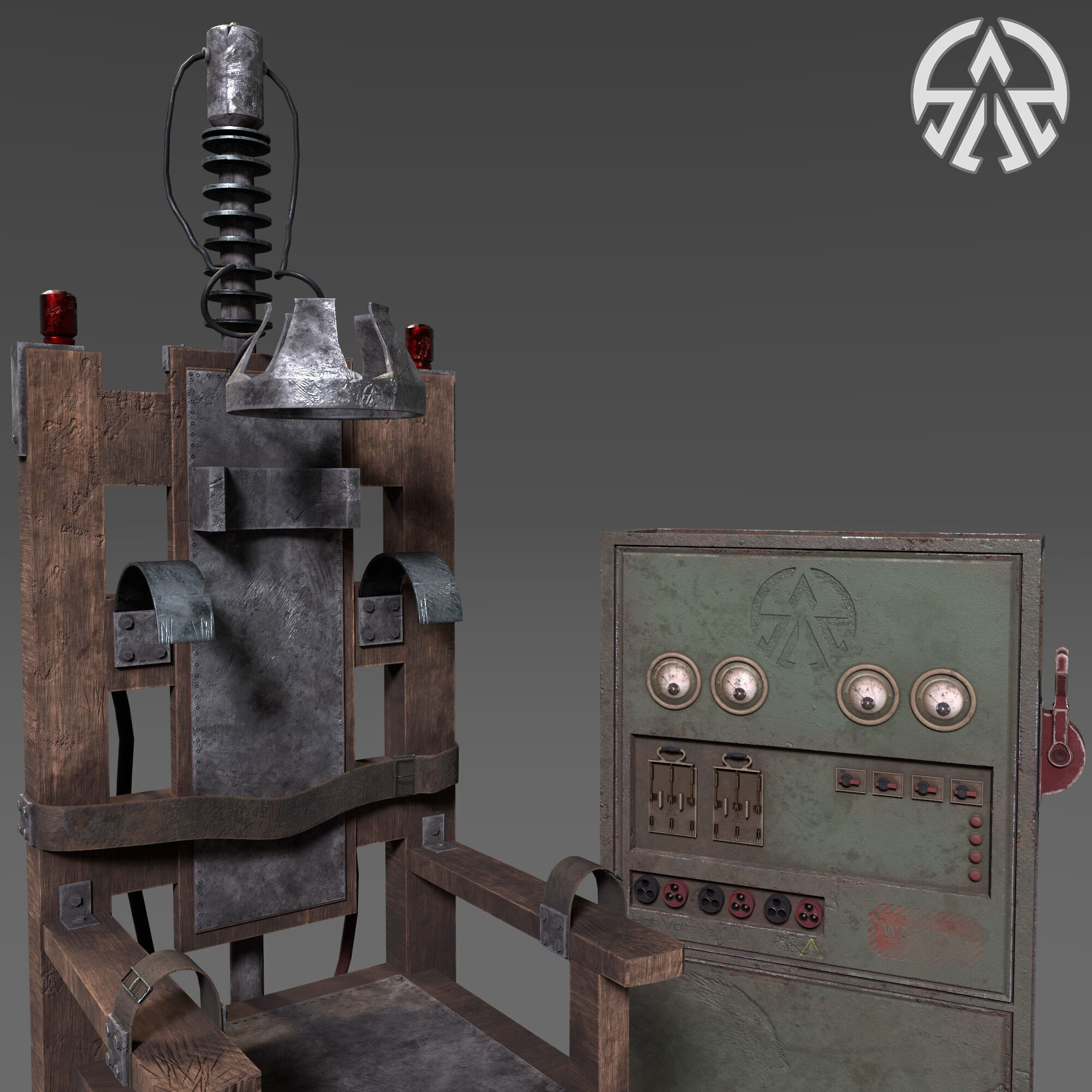 Electric Chair Low-poly 3D model_6