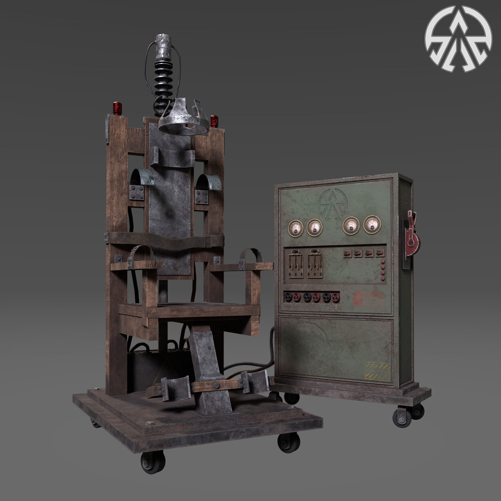 Electric Chair Low-poly 3D model_1