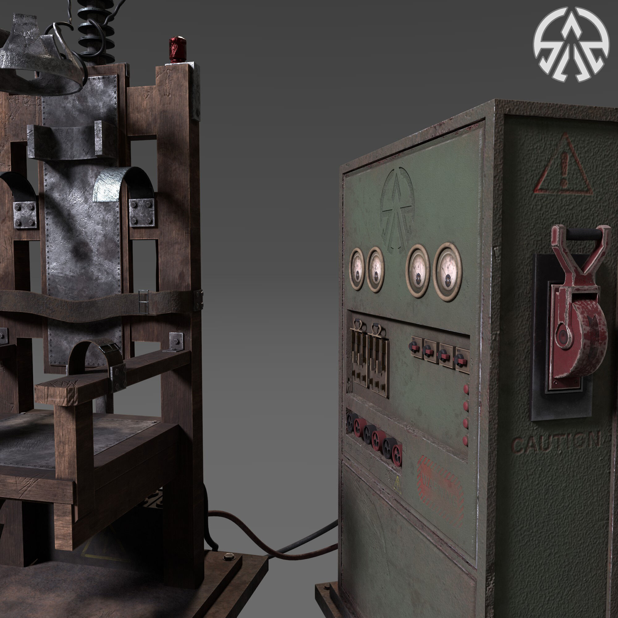 Electric Chair Low-poly 3D model_4