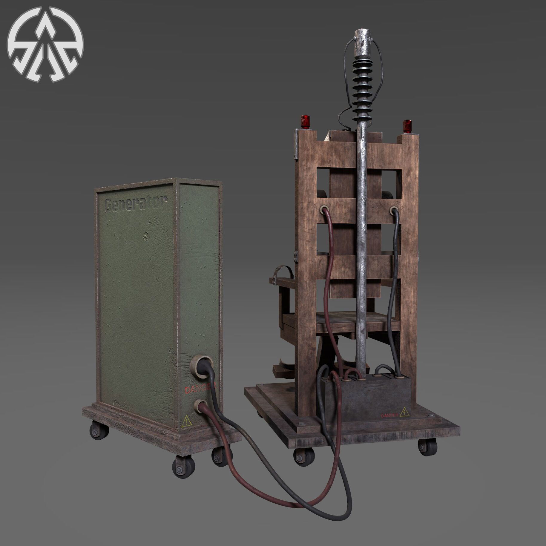 Electric Chair Low-poly 3D model_2