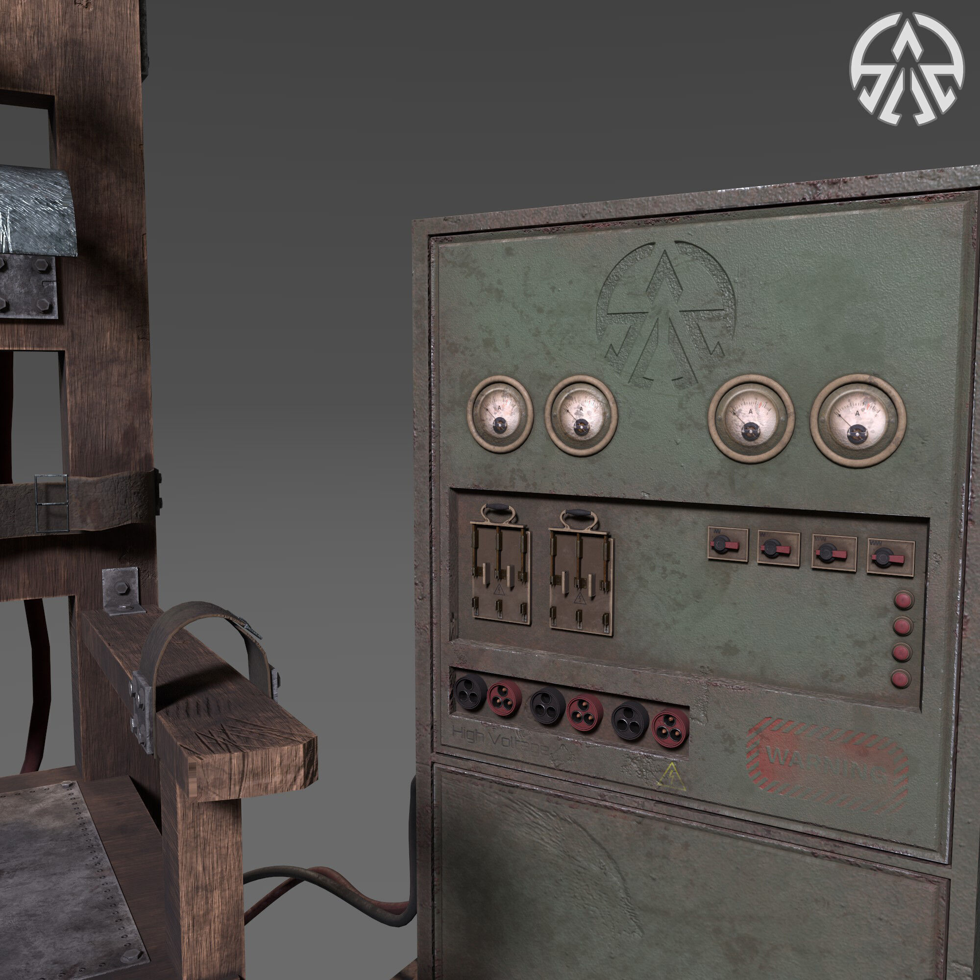 Electric Chair Low-poly 3D model_3