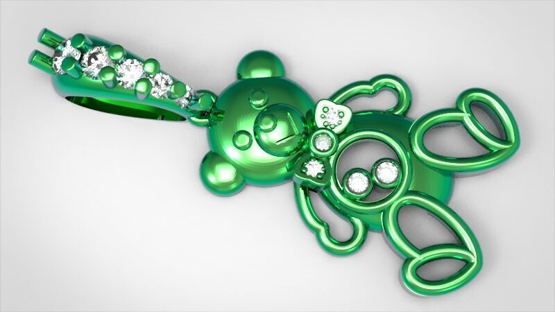 Heart Teddy Bear Pendant  3D print model_15