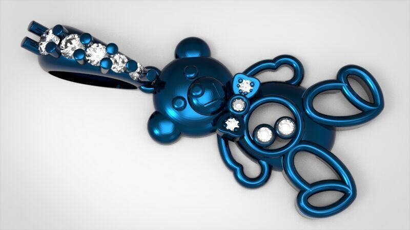 Heart Teddy Bear Pendant  3D print model_14