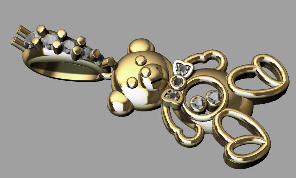 Heart Teddy Bear Pendant  3D print model_33