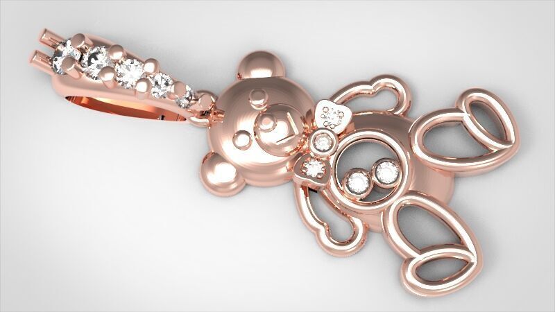 Heart Teddy Bear Pendant  3D print model_38