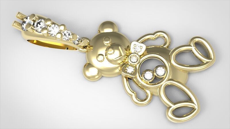 Heart Teddy Bear Pendant  3D print model_10
