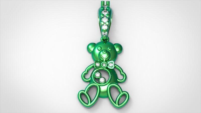 Heart Teddy Bear Pendant  3D print model_12