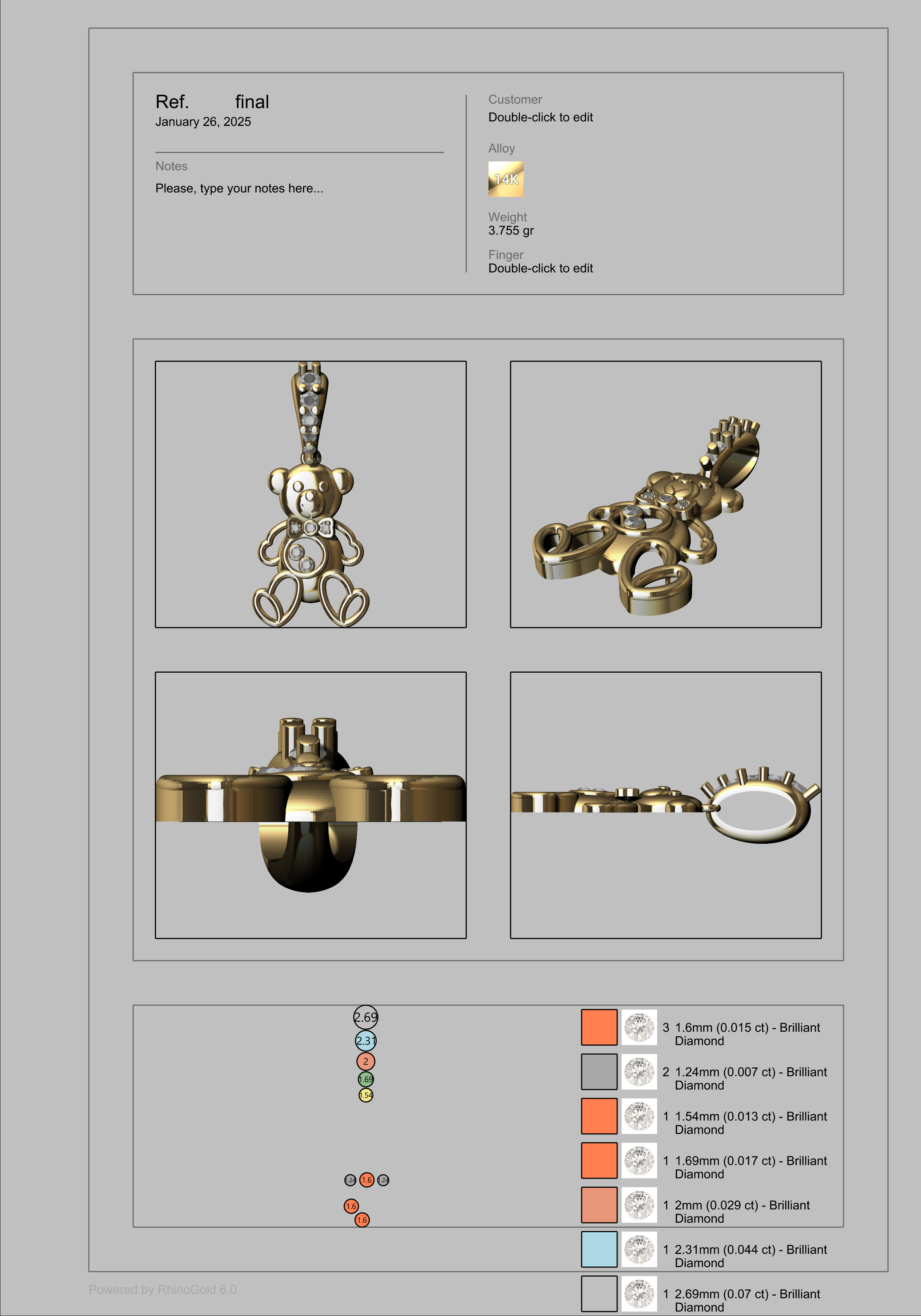 Heart Teddy Bear Pendant  3D print model_19