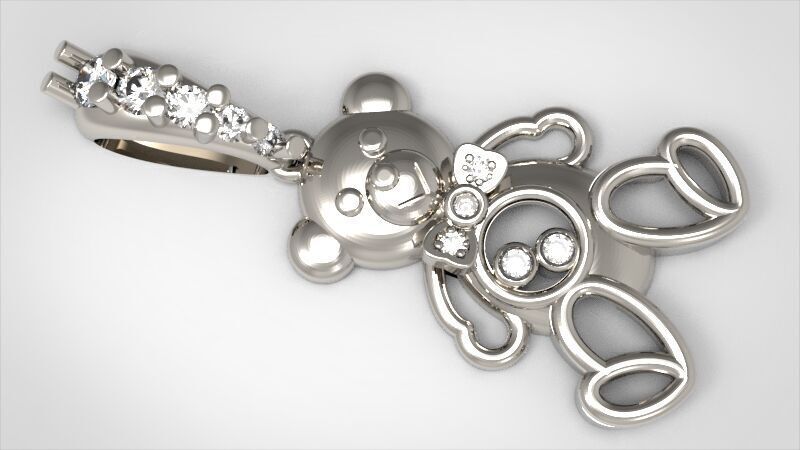 Heart Teddy Bear Pendant  3D print model_17