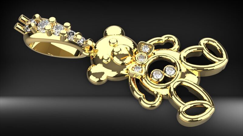 Heart Teddy Bear Pendant  3D print model_3