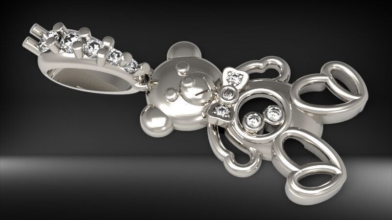 Heart Teddy Bear Pendant  3D print model_45