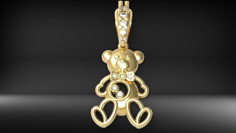 Heart Teddy Bear Pendant  3D print model_27