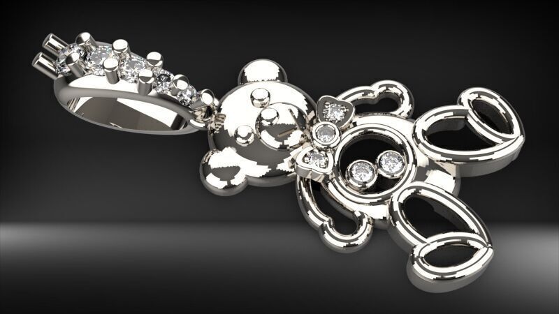 Heart Teddy Bear Pendant  3D print model_2