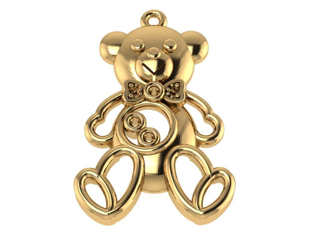 Heart Teddy Bear Pendant  3D print model_32
