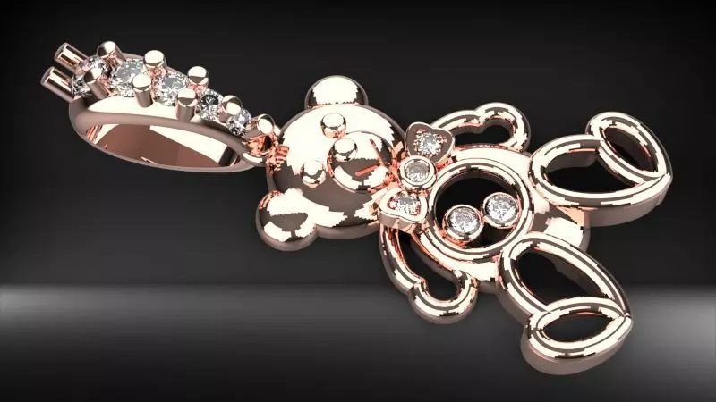 Heart Teddy Bear Pendant  3D print model_0